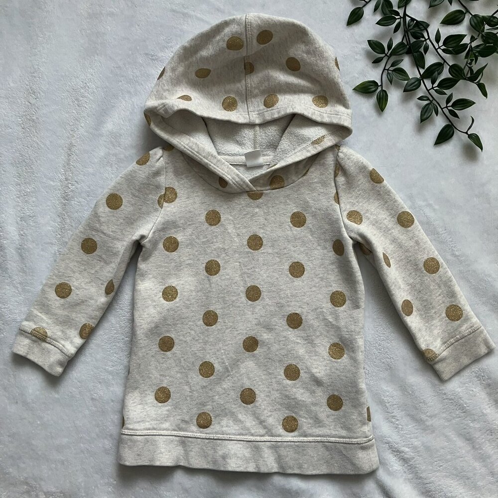 Baby Gap 3T Gold Polka Dot Hoodie Sweater Cream